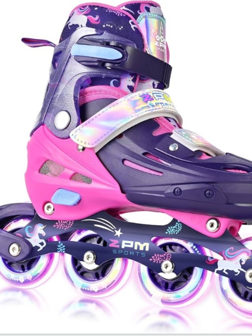 Girls' Purple & Pink Unicorn Adjustable Inline Skates